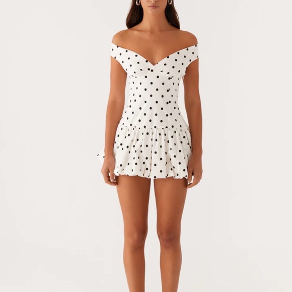 Peppermayo Dresses & Skirts - Peppermayo Elegant Off-Shoulder Polka Dot Dress